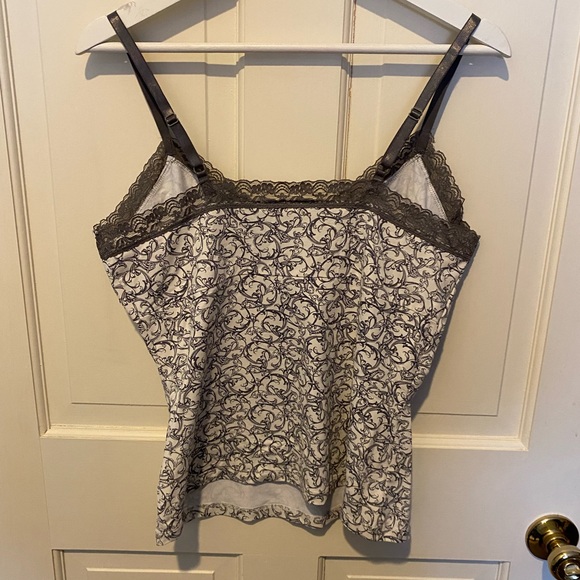 White House Black Market Cream / Gray Camisole LARGE - Picture 4 of 6